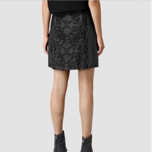 NEW All Saints REAL Leather Black Skirt 4 NWOT - Picture 4 of 8